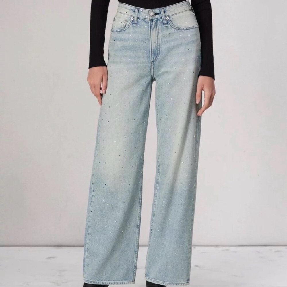 Rag & Bone Lori Rhinestone Wide Leg Jeans mid rise 70’s Y2K retro